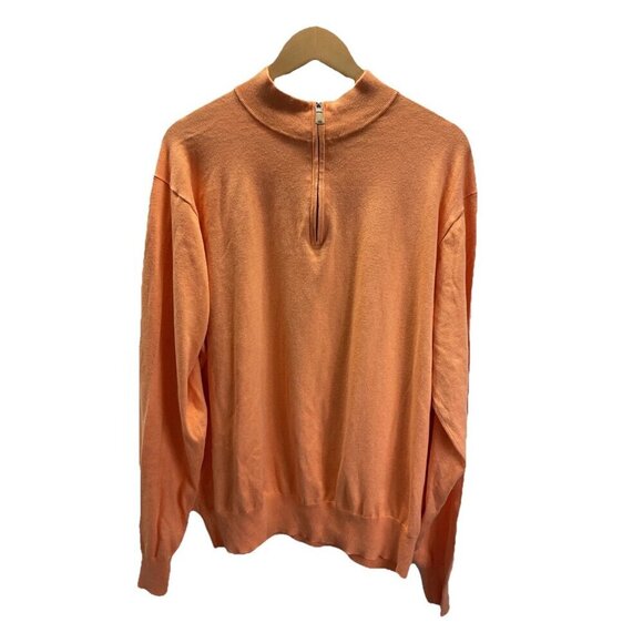 NWOT  New Peter Millar 1/4 Zip Pullover Sweater Cashmere silk  Orange Size 2XL - Picture 1 of 8
